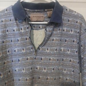 Evan Picone Men's Polo with Blue and‎ Gray Pattern